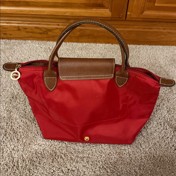 Longchamp small Le Pliage top handle bag tote red - Picture 4 of 12